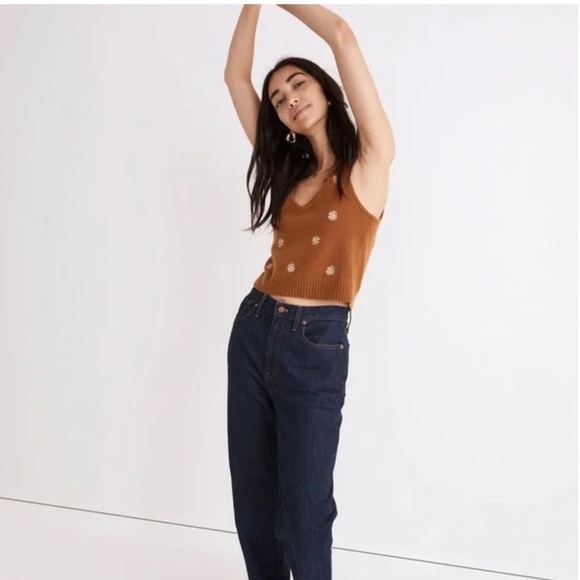 NWT MADEWELL WOOL BLEND FLOWER EMBROIDERED SWEATER TANK SIZE XL - Picture 2 of 10